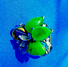 Load image into Gallery viewer, Genuine Jade and Diamond Antique Ring Unique Design Art Deco Solid 14k Gold Setting