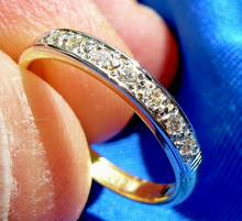 Load image into Gallery viewer, Earth mined Diamond Deco Wedding Band Vintage Platinum and Gold Anniversary Ring