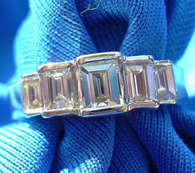 Load image into Gallery viewer, 1.50 carat Genuine Diamond Emerald cut Wedding Band Deco Anniversary Ring 14k White Gold