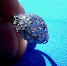 Load image into Gallery viewer, 0.88 carat Genuine Diamond Art Deco Engagement Ring Vintage Platinum Solitaire setting