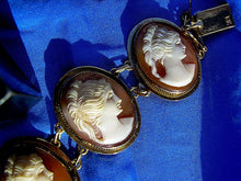 Load image into Gallery viewer, Genuine Antique Pictorial Cameo Solid 14k Rose Gold Victorian Bracelet 7.5" inch long
