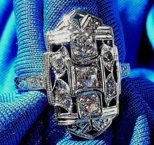 Load image into Gallery viewer, Earth mined European Diamond Deco Engagement Ring Vintage 14k White Gold Setting