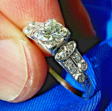 Load image into Gallery viewer, Earth mined European Diamond Art Deco Engagement Ring Antique Design Platinum Solitaire Setting