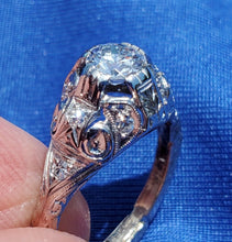 Load image into Gallery viewer, 0.70 carat Earth mined European cut Diamond Deco Engagement Ring Vintage Platinum Solitaire