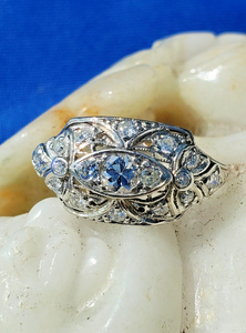 Earthmined Diamond Art Deco Engagement Ring Antique Platinum Filigree Setting