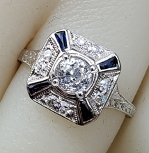 Load image into Gallery viewer, 0.76 carat Earth mined Antique Diamond Engagement Ring European Deco Platinum Solitaire size 5.25