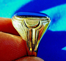 Load image into Gallery viewer, Unique Art Deco Geometric Design Onyx Ring Vintage Elegant Solid 10k Gold