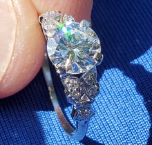 Load image into Gallery viewer, 1.18 carat Earth mined Diamond Art Deco Engagement Ring Antique Platinum Solitaire