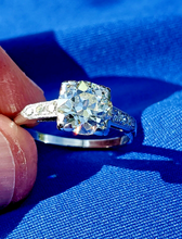 Load image into Gallery viewer, 2 caral Earth mined European cut Diamond Art Deco Engagement Ring Antique Platinum Solitaire