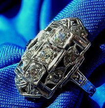 Load image into Gallery viewer, Earth mined European Diamond Deco Engagement Ring Vintage 14k White Gold Setting