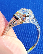 Load image into Gallery viewer, 1.41 Carat Earth mined Diamond Sapphire Antique Engagement Ring European Art Deco Platinum Solitaire