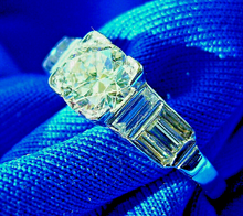 Load image into Gallery viewer, 1.38 carat Earth mined Diamond Art Deco Engagement Ring Unique Antique Platinum Solitaire