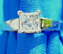 Load image into Gallery viewer, 0.50 carat Earth mined Diamond Engagement Ring Princess cut Solitaire 14k White Gold
