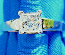 Load image into Gallery viewer, 0.50 carat Earth mined Diamond Engagement Ring Princess cut Solitaire 14k White Gold