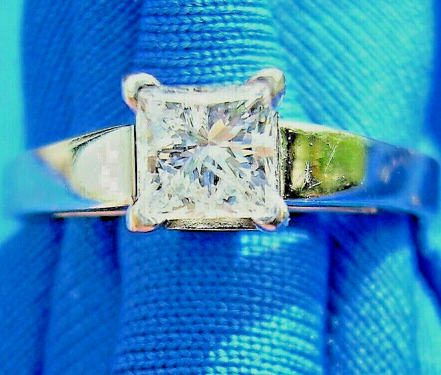 0.50 carat Earth mined Diamond Engagement Ring Princess cut Solitaire 14k White Gold