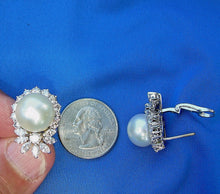 Load image into Gallery viewer, 4.5 carat Earth mined Diamond Earrings Royal Design Art Deco Pearl Ear Pendants 14k Gold