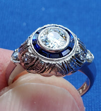 Load image into Gallery viewer, 1.40 carat Genuine Diamond Antique Engagement Ring Art Deco Platinum Solitaire setting size 5