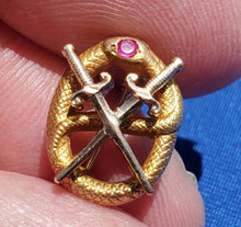 Load image into Gallery viewer, Vintage Deco Serpent Solid Gold Pin EXOTIC Antique Snake Brooch