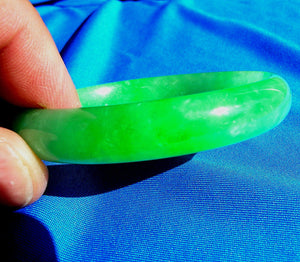 Earth Mined green Jade Antique Bangle Old Semi Translucent Bracelet