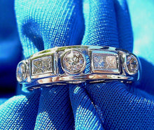 Load image into Gallery viewer, Earth mined Diamond Deco Design Wedding Band 14K White Gold Anniversary Ring