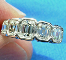 Load image into Gallery viewer, Elegant 2 carat Earth mined Diamond Deco Wedding Band Emerald Cut Platinum Engagement Ring size 5.75
