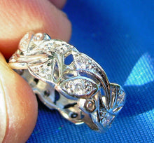 Load image into Gallery viewer, Earth mined Diamond Art Deco Wedding Band Antique Platinum Eternity Ring SIZE 5.75