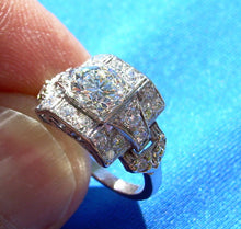Load image into Gallery viewer, Elegant Earth mined 1.60 carat Diamond Art Deco Engagement Ring Antique Platinum Solitaire size 6.5