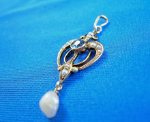 Load image into Gallery viewer, Earth mined Sapphire Art Deco Nouveau Pendant Antique Victorian Necklaces 14k Gold