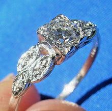Load image into Gallery viewer, Earth mined Diamond Art Deco Engagement Ring Vintage Platinum Solitaire