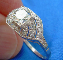 Load image into Gallery viewer, 1.30 carat Genuine European cut Diamond Deco Engagement Ring Antique Platinum Solitaire