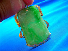 Load image into Gallery viewer, Genuine green Jade Dragon Pendant 14k Gold Deco Design Charm