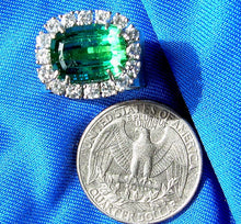 Load image into Gallery viewer, Natural Sea foam Blue Green Paraiba Tourmaline and Diamond Art Deco Design Style Engagement Ring size 6.5