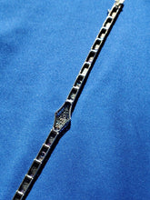 Load image into Gallery viewer, Genuine Diamond Sapphire Art Deco Antique Line Bracelet. Vintage Design Filigree Rhodium and 14k Gold Bracelet