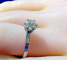Load image into Gallery viewer, 1.03 carat Earth mine Diamond Deco Engagement Ring Vintage Solitaire 14k White Gold