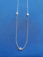 Load image into Gallery viewer, Earth mined Diamond Station Deco Necklace Elegant 14k White Gold Chain 24" inch