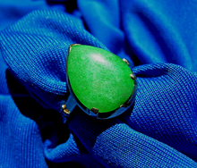 Load image into Gallery viewer, Earth mined Green Jade Deco Engagement Ring Antique Solid 14k Gold Solitaire size 6