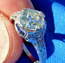 Load image into Gallery viewer, 1.29 carat European cut Diamond Deco Engagement Ring Vintage Solitaire