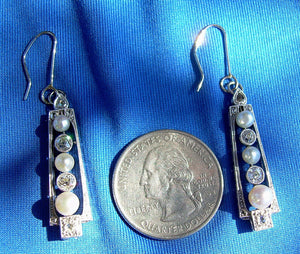 1.25 carat Earth Mined European cut Diamond Art Deco Earrings Antique Platinum Dangles