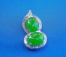 Load image into Gallery viewer, Earth mined Jade and Diamond Elegant Designer Pendant Exciting 14k White Gold Amulet Charm