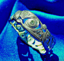 Load image into Gallery viewer, Genuine Diamond Deco Band Antique Platinum Eternity Anniversary Ring size 8