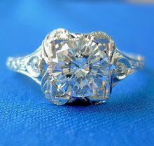 Load image into Gallery viewer, Genuine Diamond Art Deco Engagement Ring Vintage Antique Style Platinum Solitaire