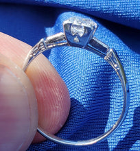 Load image into Gallery viewer, Earth mined European cut Diamond Art Deco Platinum Engagement Ring. Vintage Antique Natural Diamonds Solitaire