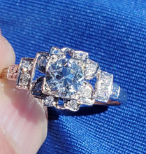 Load image into Gallery viewer, Genuine European cut Diamond Art Deco Engagement Ring Antique Platinum Designer Setting