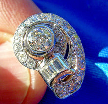 Load image into Gallery viewer, 1.41 carat Natural European cut Diamond Deco Engagement Ring Unique Antique Platinum Setting