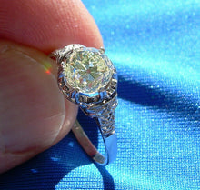 Load image into Gallery viewer, 1.48 carat Earth mined Antique Cushion cut Diamond Engagement Ring Platinum Solitare