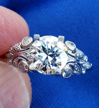 Load image into Gallery viewer, 1.85 Carat Earth mined Diamond Art Deco Engagement Ring Vintage Antique Platinum Solitaire