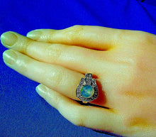Load image into Gallery viewer, Earth mined 2 carat Star Sapphire Diamond Deco Engagement Ring Unique White gold Setting