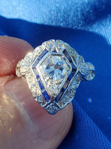 Earthmined Diamond Antique Engagement Ring European Art Deco Platinum Solitaire
