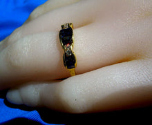 Load image into Gallery viewer, Earth mined Sapphire Diamond Deco Wedding Band Unique Anniversary Ring 18k Gold