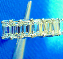 Load image into Gallery viewer, 2 carat Earth mined Emerald cut Diamond Deco Wedding Band Vintage Design Platinum Ring
